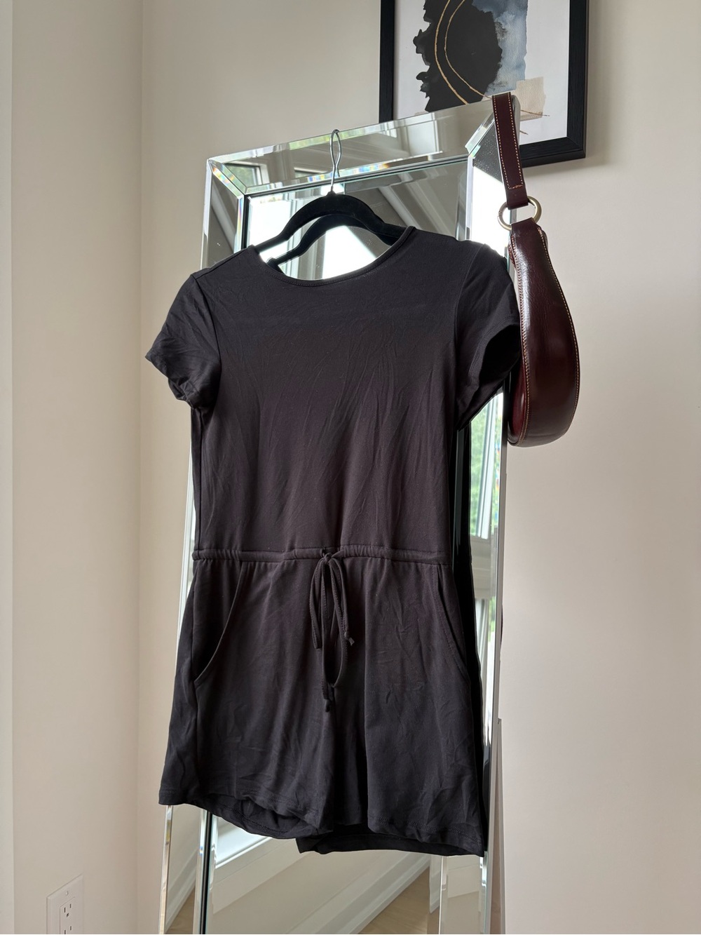 Black Short-Sleeve Drawstring Tunic Top - Women
